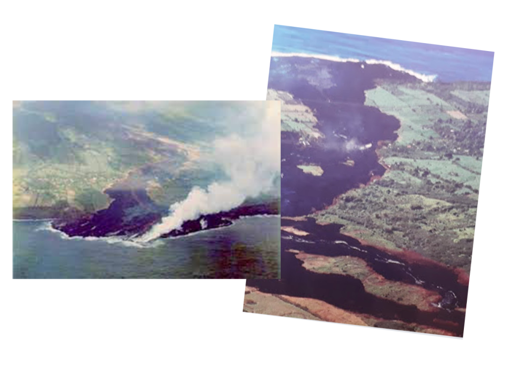 Archive images of the 1977 lava flow at Piton Sainte-Rose