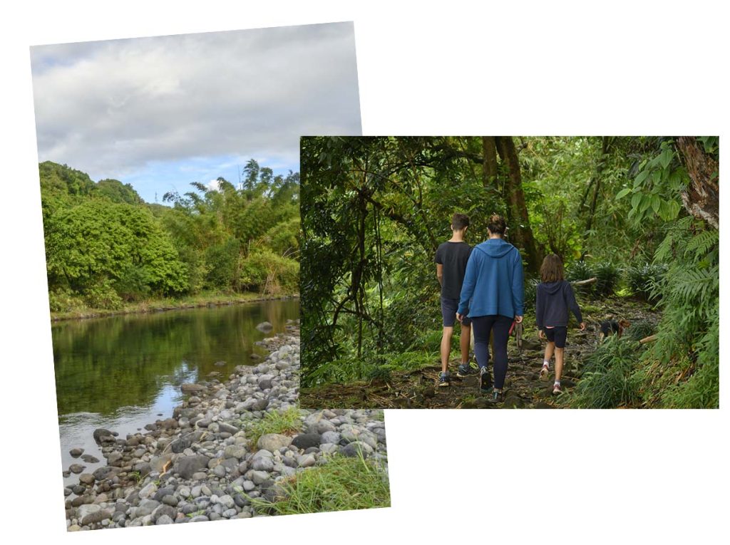 Ilet Bethléem - Rivière des Marsouins and family of three on the trail