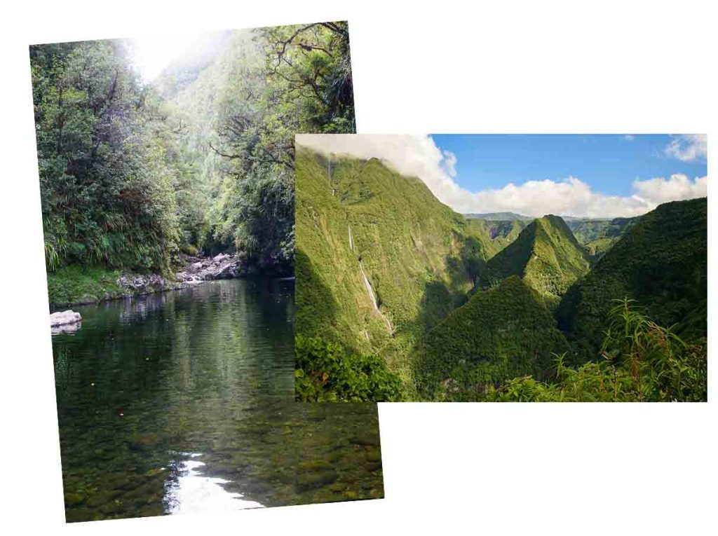 从 Takamaka 到 Saint-Benoit 的盆地和山谷