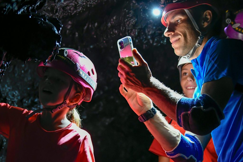 Photos in the lava tunnels