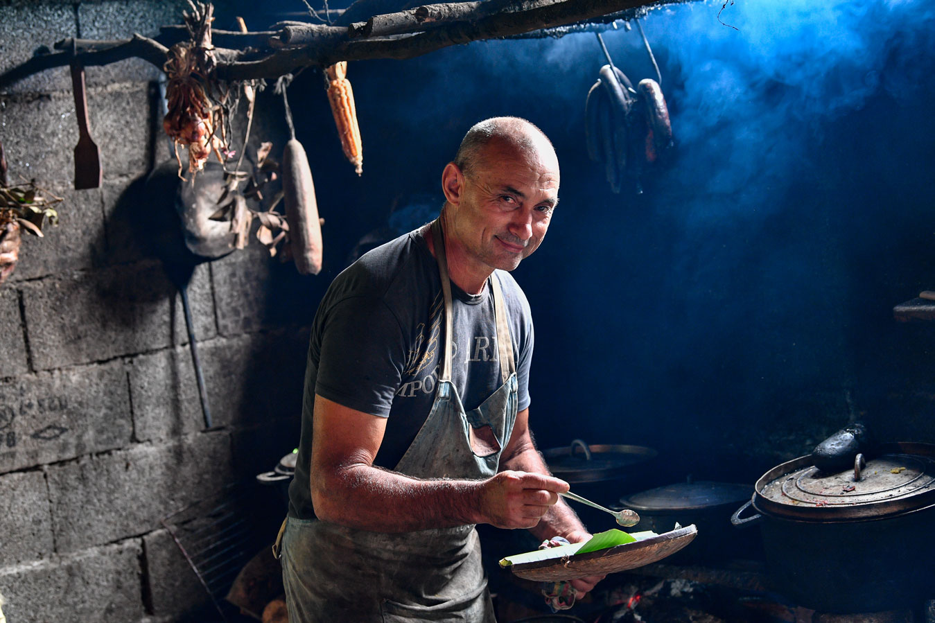 Monsieur Philippe Morel in his Creole kitchen