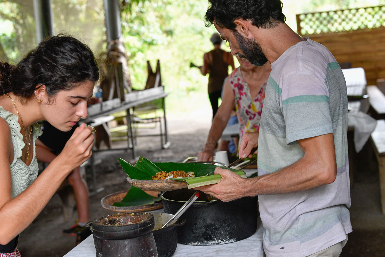 Creole lunch in banana leaves