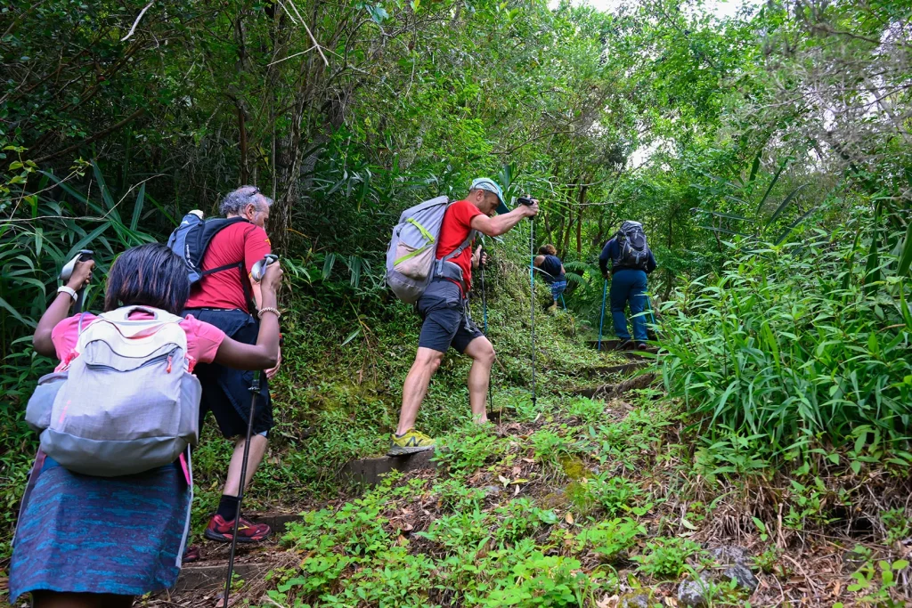 Wanderer zum Piton d'Anchaing