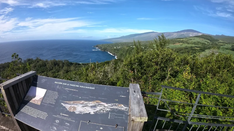 Hike on quays and arches in Sainte-Rose, view from the balcan on the eastern coast of Reunion