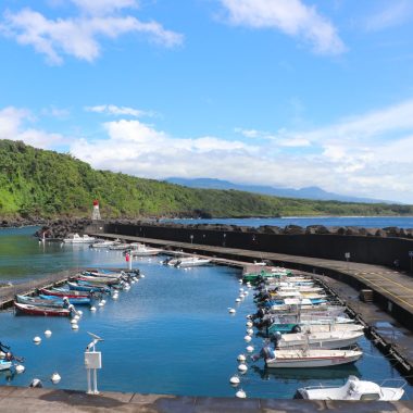 Vista de los barcos en el puerto de Sainte-Rose - la marina de Sainte-Rose