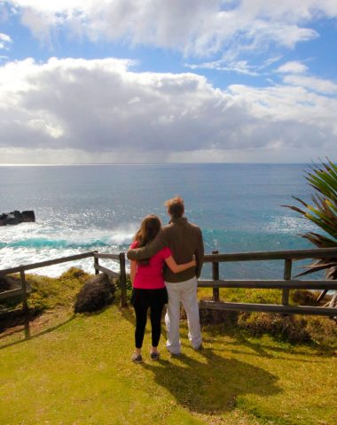 Couple facing the sea in Saint-Benoît on Reunion Island