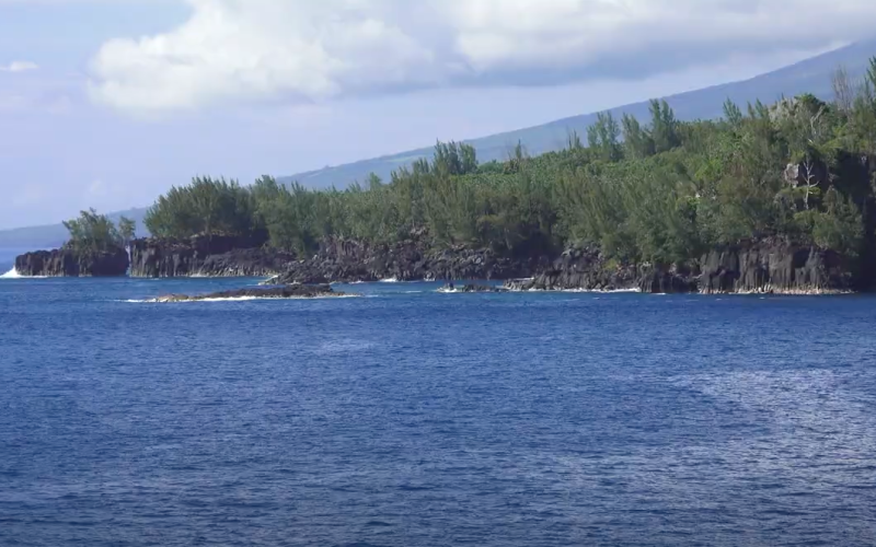 view of Anse des Cascades in Sainte-Rose