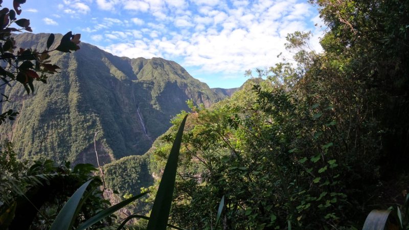 Vue depuis le sentier de randonnée sur la vallée de Takamaka à Saint-Benoît